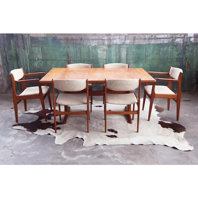Danish Teak 60s 70s Larsen Dining Table + 6 Benny Linden Teak Chairs Set of 7 For Sale - Image 6 of 14