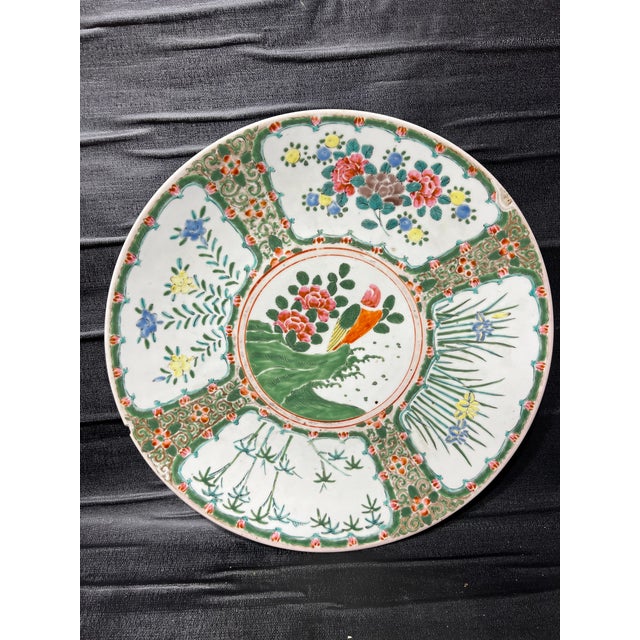 Large Early 20th Century Famille Chinese Porcelain Plate Charger For Sale - Image 9 of 12