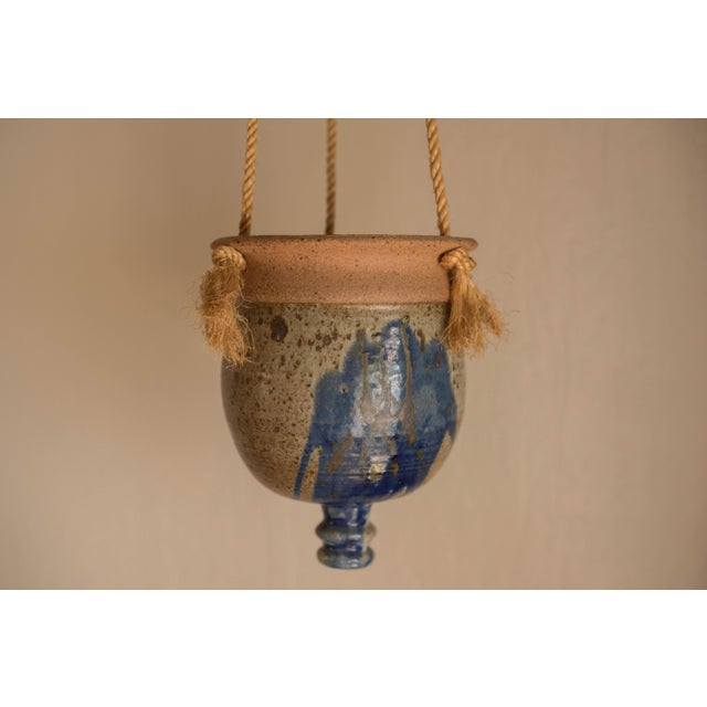 Ceramic Mid Century Modern Hanging Stoneware Ceramic Drip Glaze Planter Pot For Sale - Image 7 of 9