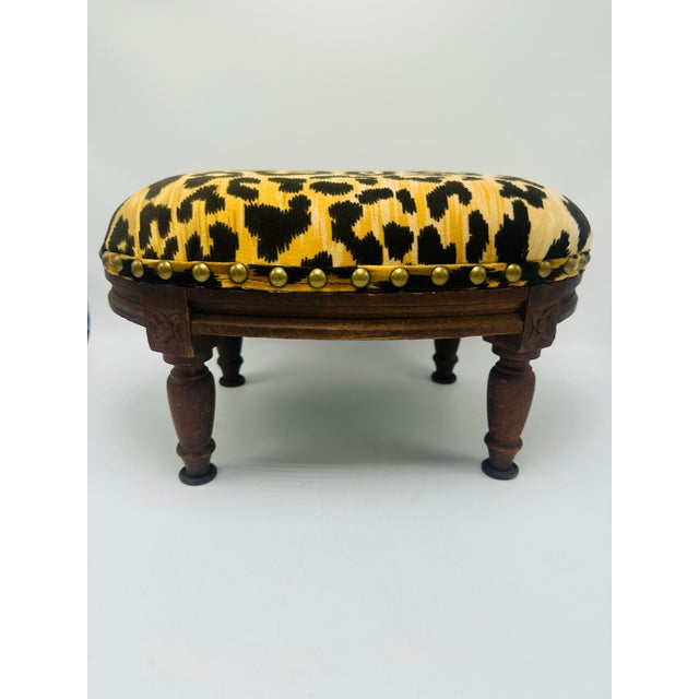 1910s Antique French Footstool, Reupholstered For Sale - Image 5 of 5