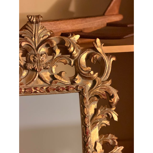 Victorian Antique Victorian Rococo Revival Gilt Wood Mirror - Genuine Gold Leaf Over Red Bole, C. 1890 For Sale - Image 3 of 10