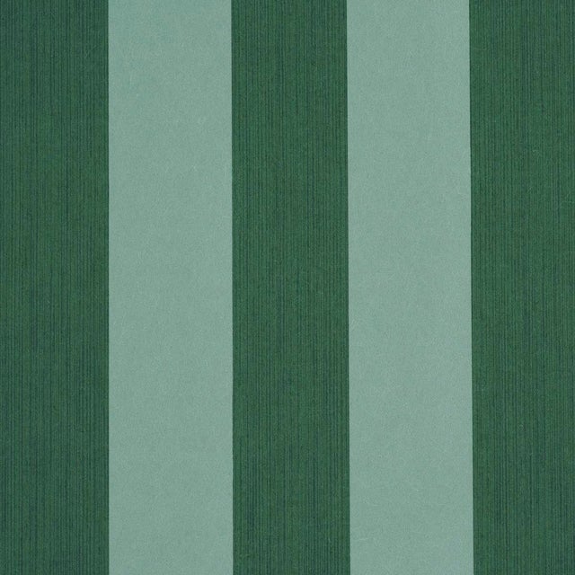 SAMPLE - Schumacher Edwin Stripe Wide Wallpaper In Dark Green For Sale