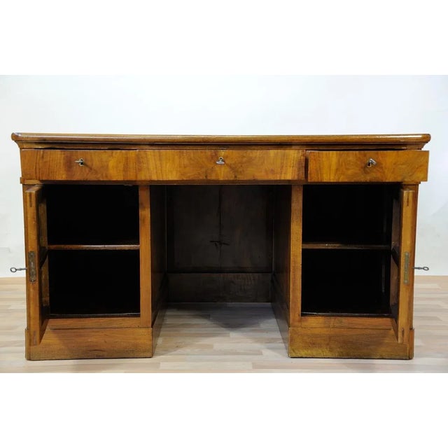 Vintage Blond Walnut Desk For Sale - Image 10 of 16