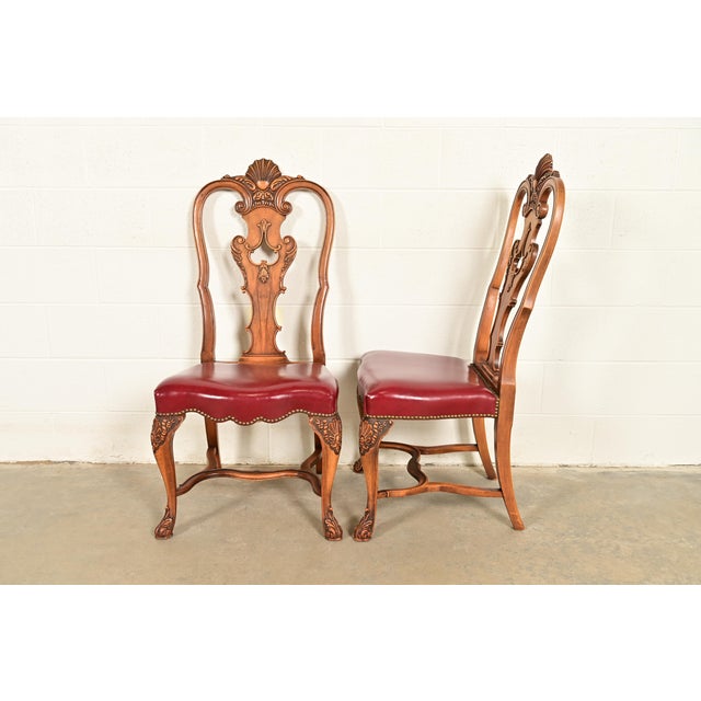 Berkey & Gay Antique Georgian Burled Walnut Side Chairs or Dining Chairs, Pair For Sale - Image 10 of 13