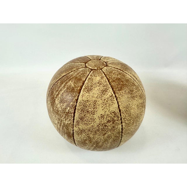 Mid-Century Modern Leather Medicine Ball, Poland, 1950s For Sale - Image 3 of 8