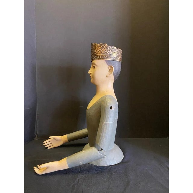 Wooden Lady Figure Painted With Movable Arms For Sale - Image 13 of 13