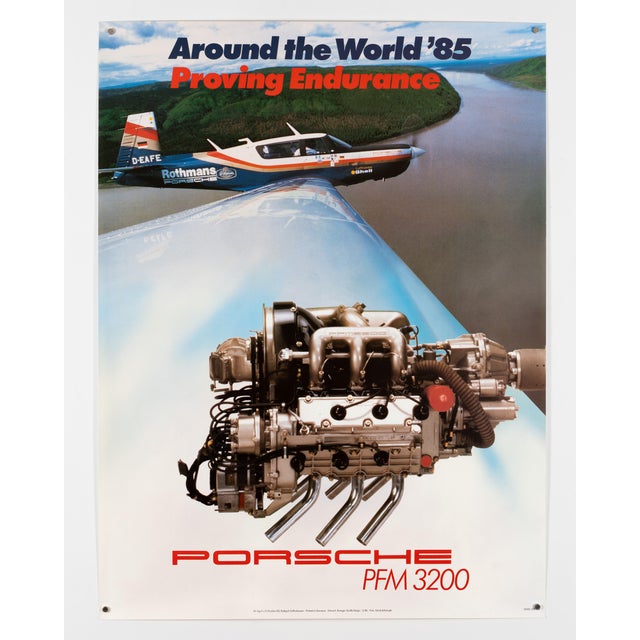 Modern Porsche PFM 3200 Around the World 1985 Original Porsche Poster by Strenger Grafik Design For Sale - Image 3 of 9