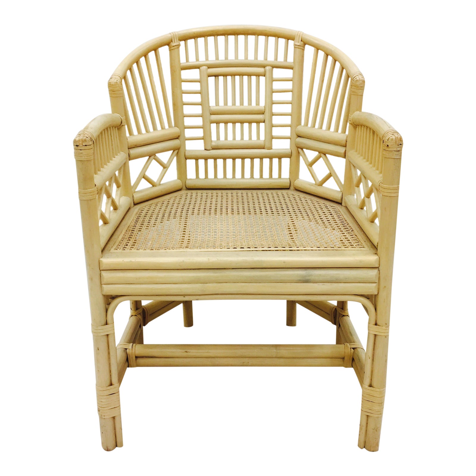 Vintage Brighton Pavilion Style Rattan Arm Chair Chairish