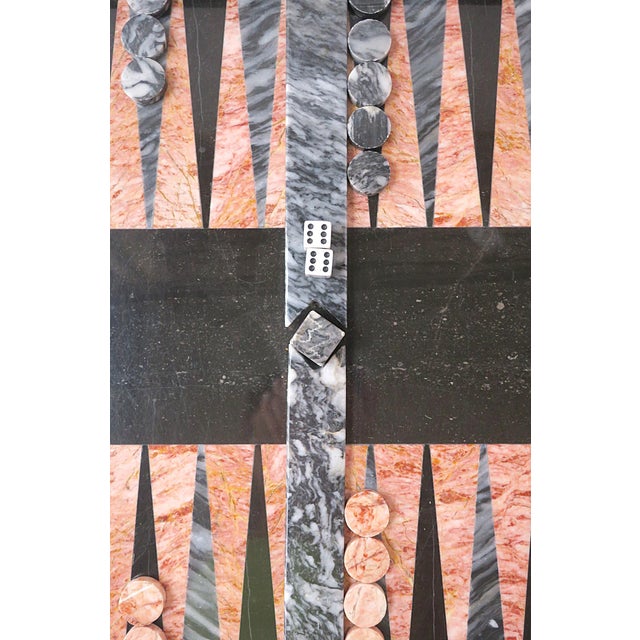 Black Marble Backgammon and Checkers Game Boardgame Set For Sale - Image 8 of 13