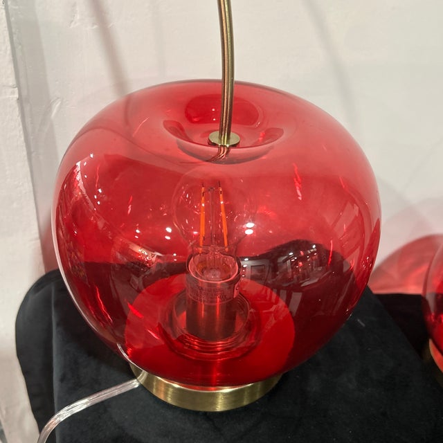 Pair of 1990s Retro Cherry Lamps For Sale - Image 11 of 12
