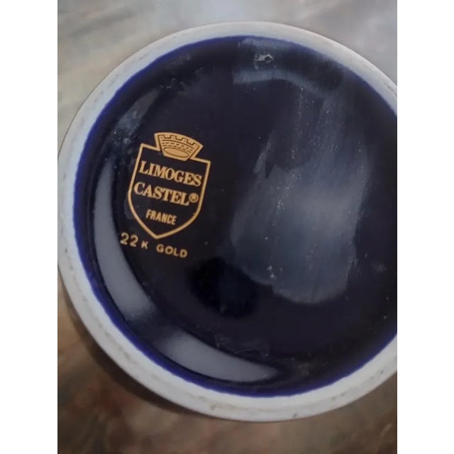 Mid-Century Limoges Blue Cobalt Vase in 22k Gold, France, 1950s For Sale - Image 4 of 6
