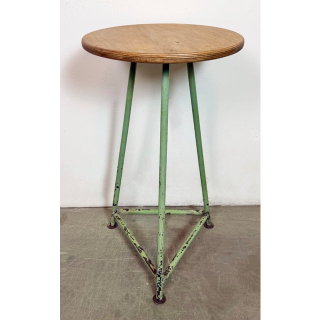 Industrial Green Workshop Stool, 1960s For Sale - Image 4 of 13