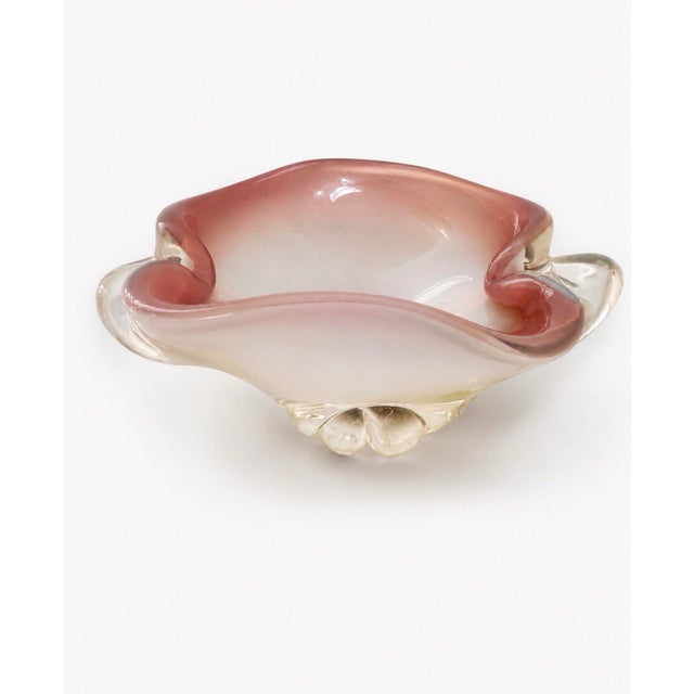 Vintage Murano Pink and Opalescent Glass Bowl Catchall For Sale - Image 12 of 12