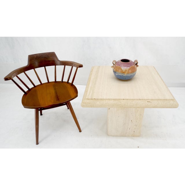 Travertine 27x27" Square Top & Pedestal Base Side Occasional Table Stand For Sale - Image 6 of 11