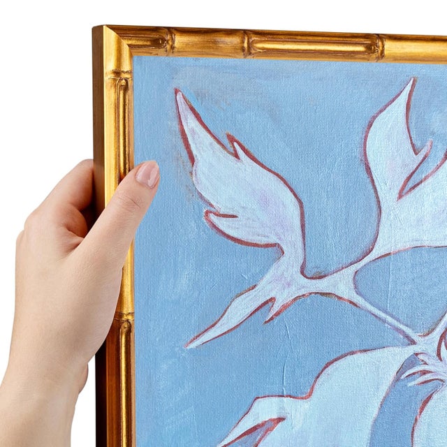 Original Framed Acrylic Botanical Painting, Organic Boho Art Floral by Tatiana Duperault For Sale - Image 4 of 5