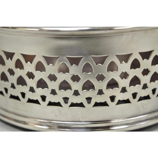 Vintage English Victorian Wood & Silver Plated Bar Wine Bottle Coaster - A Pair For Sale In Philadelphia - Image 6 of 11