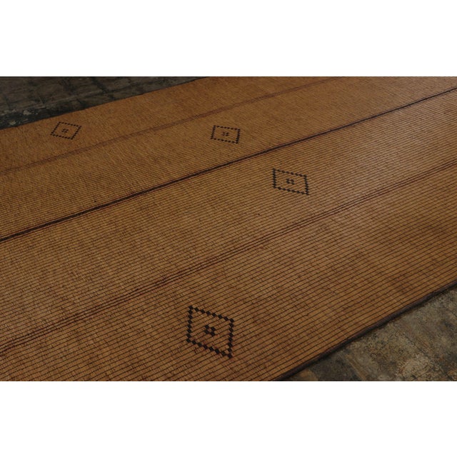 Tribal Vintage Tuareg Runner Mat, Beige With Minimalist Tribal Geometric Pattern - Rug & Kilim For Sale - Image 3 of 7