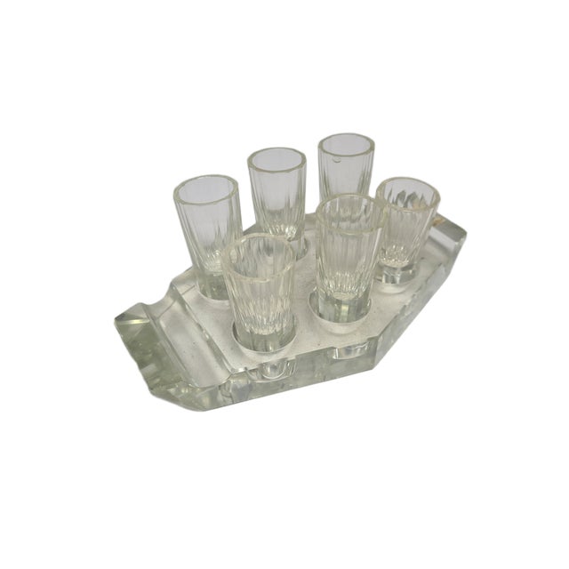 Art Deco Vodka Shot Glasses from Hortensja Glassworks, Poland, 1950s, Set of 7 For Sale - Image 12 of 18