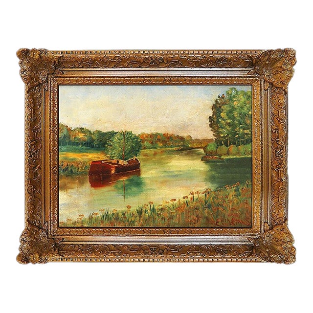 Early 20th Century Boat on the River, Louis Michel Eilshemius For Sale