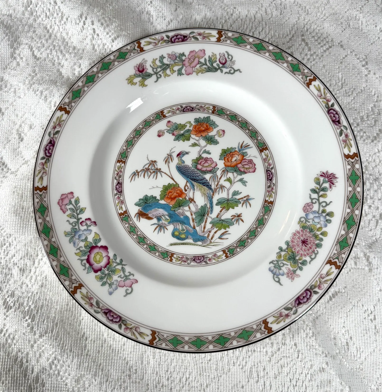 1990s Wedgwood “Kutani Crane” Dinner Plate – Set of 2, Bone China