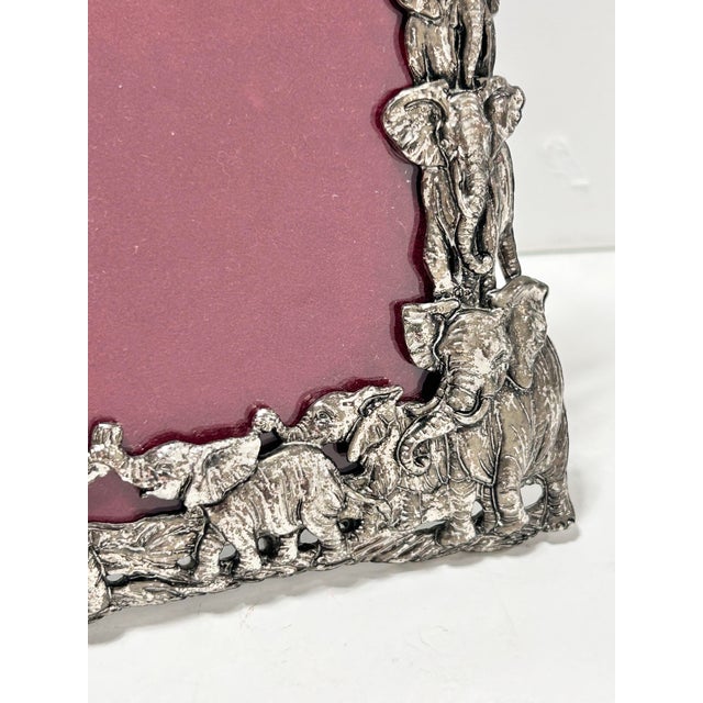 Traditional Arthur Court Signed 1995 Safari Elephant & Wildlife Metal Picture Frame For Sale - Image 3 of 9