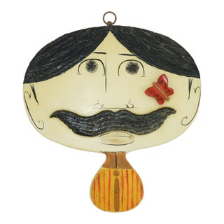 Mexican Folk Art Papier Mache Hand Table Mirror, 1960's For Sale