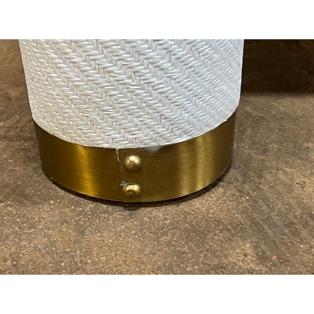 2020s Made Good Hudson Waterfall Console Table French Gray Faux Woven Rattan Look For Sale - Image 5 of 11