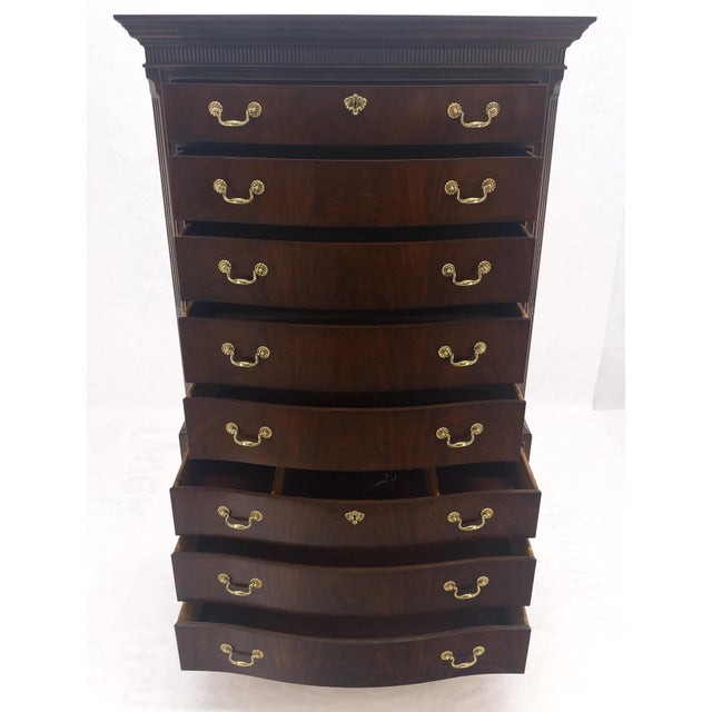 Drexel Mahogany 8 Drawers 6' Tall Brass Pull High Boy Chest Dresser MINT For Sale - Image 9 of 14