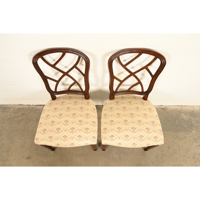 Kindel Furniture Style Federal Carved Mahogany Side Chairs or Dining Chairs, Pair For Sale In South Bend - Image 6 of 14
