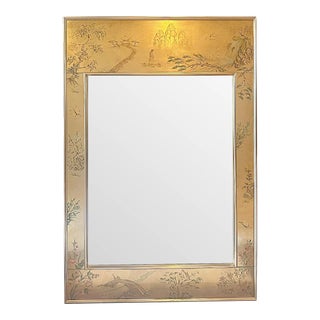 LaBarge Chinoiserie Hand Painted Gold Églomisé Mirror For Sale