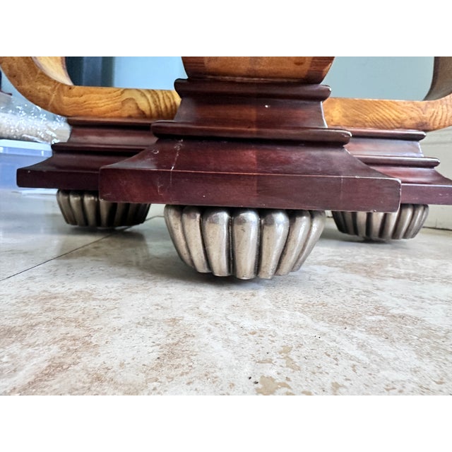 Late 20th Century Maitland-Smith Art Deco Style Round Burlwood and Glass Accent Table For Sale - Image 9 of 17