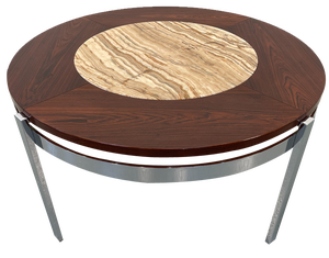 Danish Modern Round Rosewood and Marble Coffee Table from Bendixen Design, 1970s