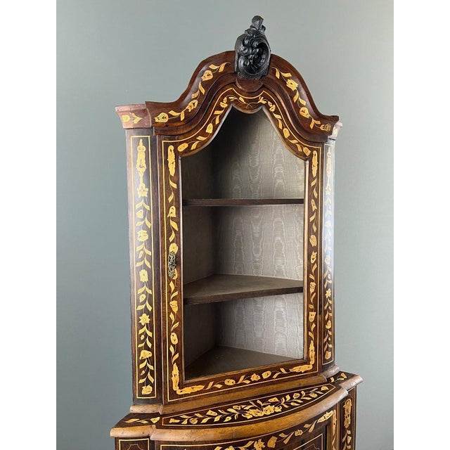 19th Century Inlaid Corner Display Cabinet For Sale - Image 3 of 13