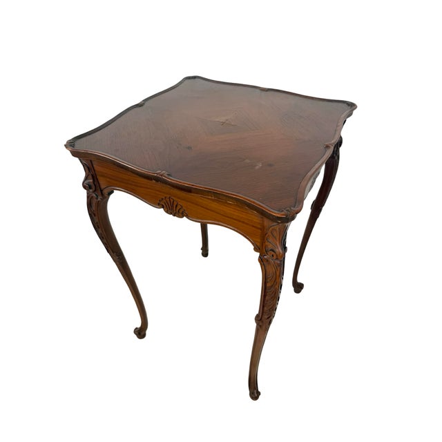 Vintage French Provincial Tall Square Table With Sculptural Turned Legs For Sale - Image 12 of 15