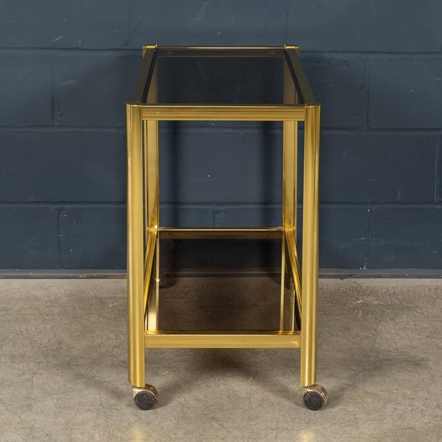 Metal Vintage 20th Century French Gilt Brass Drinks Trolley attributed to Maison Jansen, 1970s For Sale - Image 7 of 18