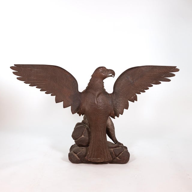 Wood Large-Scale Carved Oak Eagle, Spain, Circa 1900 For Sale - Image 7 of 14