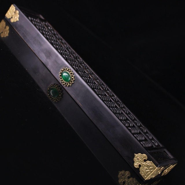 This is an elegant and finely crafted vintage Chinese abacus (suanpan), made from black sandalwood (hei tan mu) with a...
