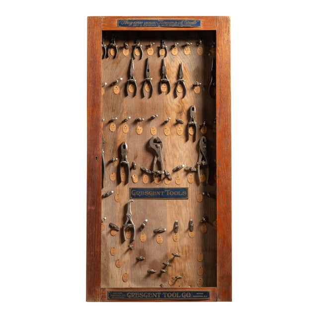 Antique Crescent and Red Devil Tool Display Case For Sale