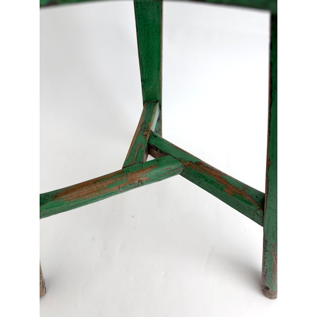 Rustic Green Painted Elm Stool For Sale In Los Angeles - Image 6 of 8