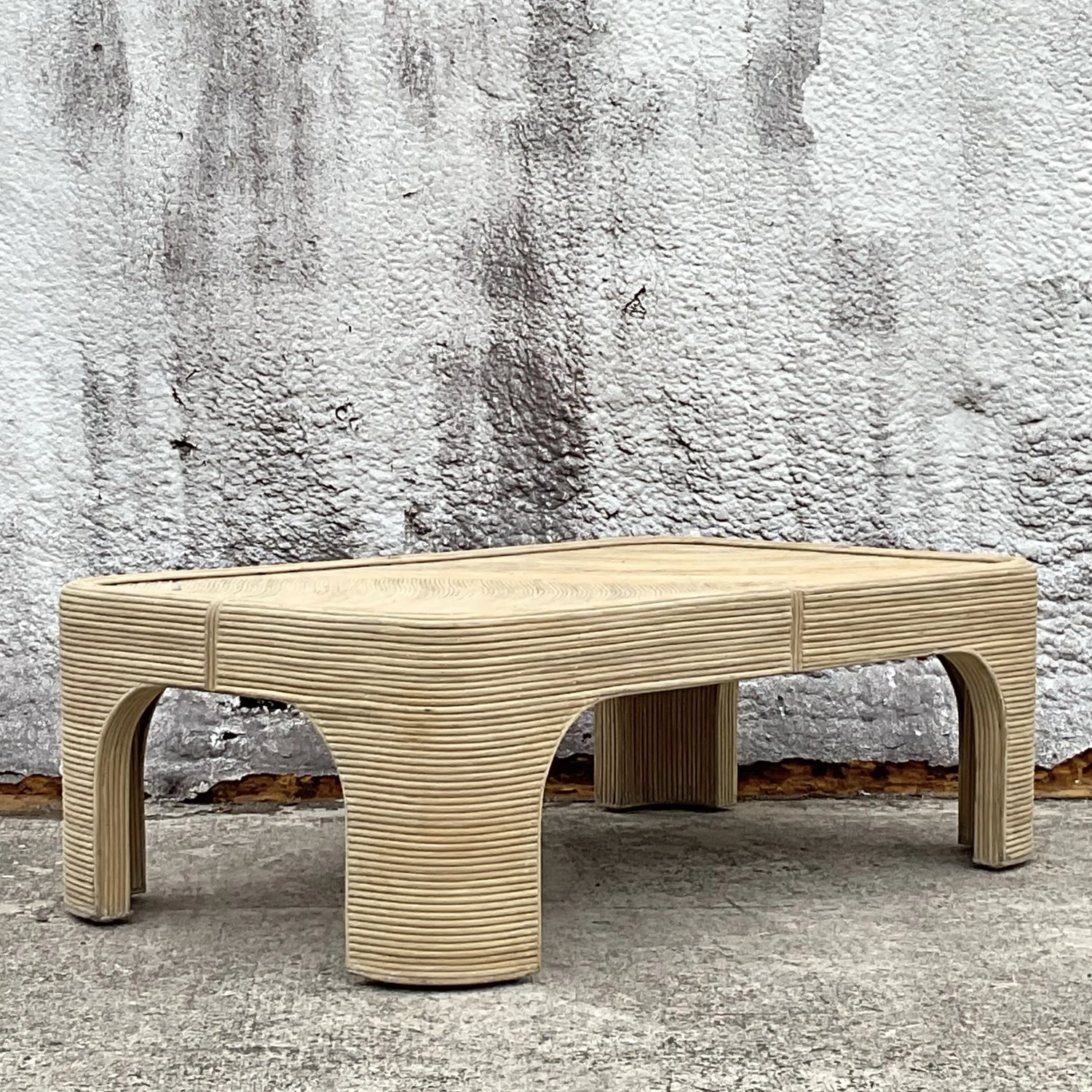 Vintage Coastal Pencil Reed Coffee Table - Top view