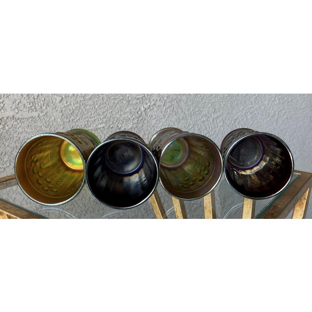 Circa 1911 Northwood Glass “Raspberry” Pattern Carnival Glass Tumblers - Set of 4 For Sale - Image 12 of 18