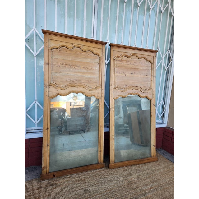 Rustic Pair of Antique Solid Pine Mirror For Sale - Image 3 of 8