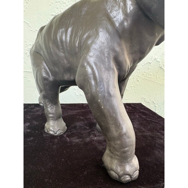 Charcoal Antique Copper-Plated Cast Iron Elephant Sculpture With Raised Trunk, Circa 1900–1930 For Sale - Image 8 of 12