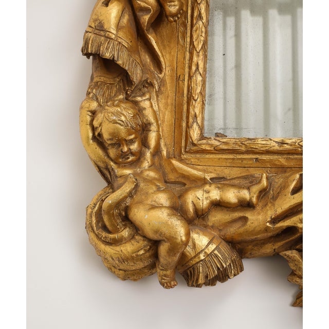 Italian Baroque Style Giltwood Wall Mirror For Sale - Image 4 of 12