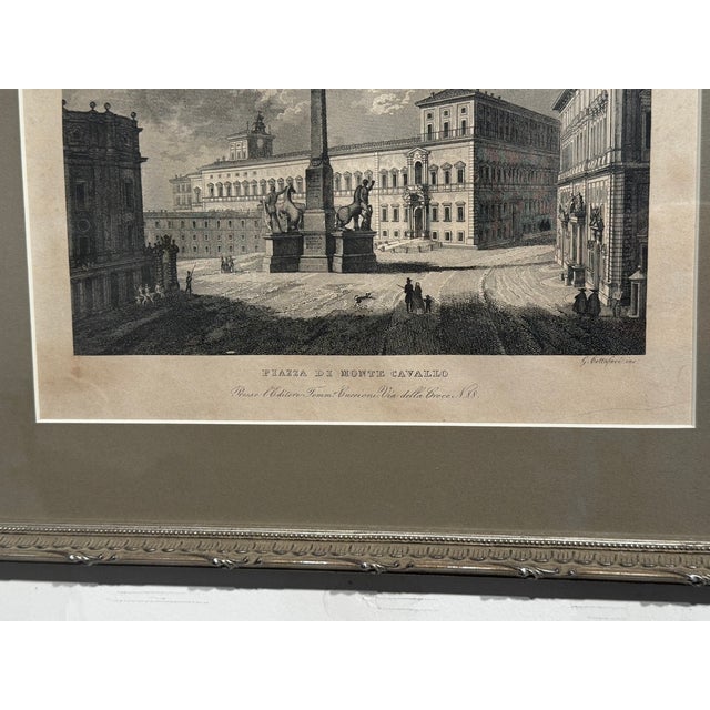 1843 Gaetano Cottafavi “Piazza Di Monte Cavallo” Rome Engraving, Framed For Sale - Image 4 of 9