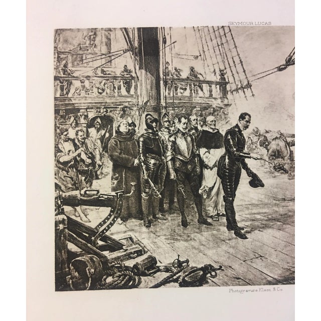 Late 19th Century Late 19th Century "Admiral of Spanish Armada Surrender to Drake" Figurative Lithograph For Sale - Image 5 of 13