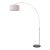 1960s Scallop 92" Arc Floor Lamp - Satin Nickel Steel, Black Marble Base, White Linen Shade, Modern Style For Sale