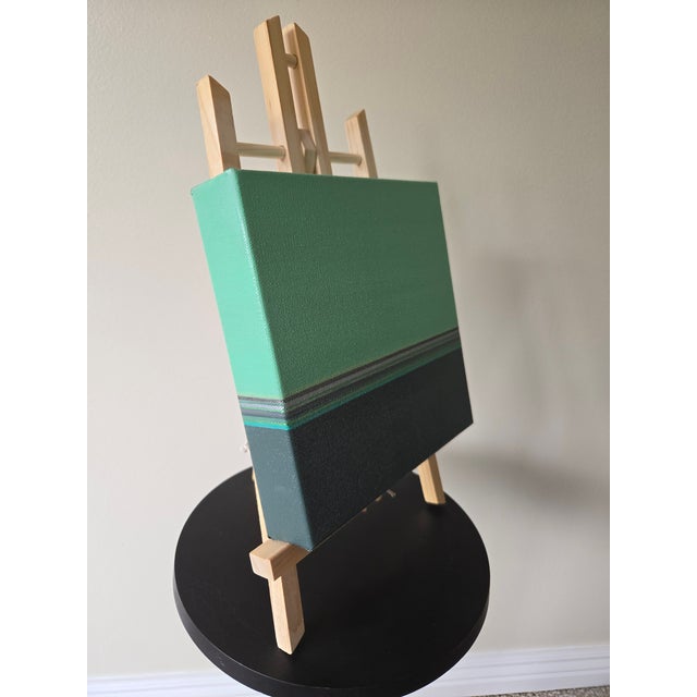 Contemporary Mint Green & Gray Abstract Expressionism Acrylic Painting For Sale - Image 3 of 4
