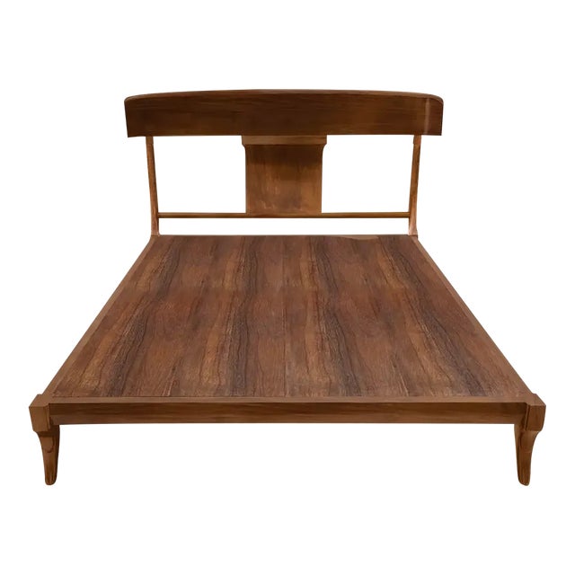 Mid-Century Modern Klismos Style Walnut King Platform Bed For Sale