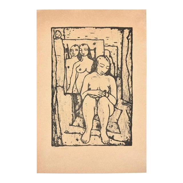 Felice Casorati - Model in the Studio - Original Lithograph by Felice Casorati - 1946 For Sale